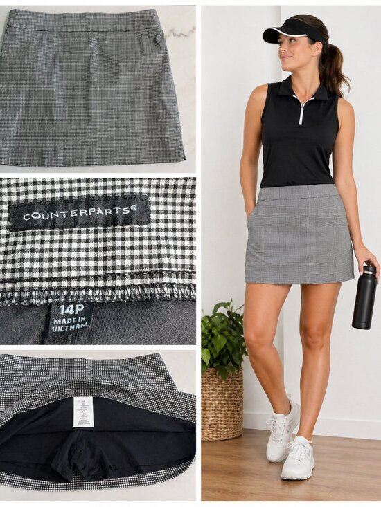 Pants - Counterparts Black & White Micro Check Skort – Size 14P